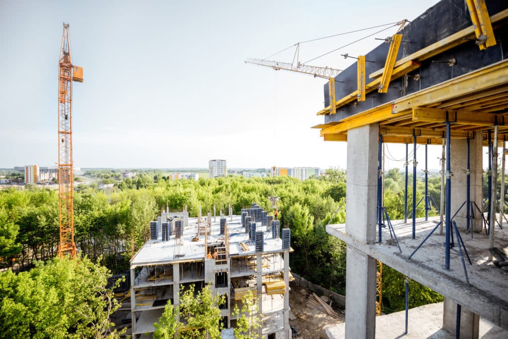 Building during the construction process