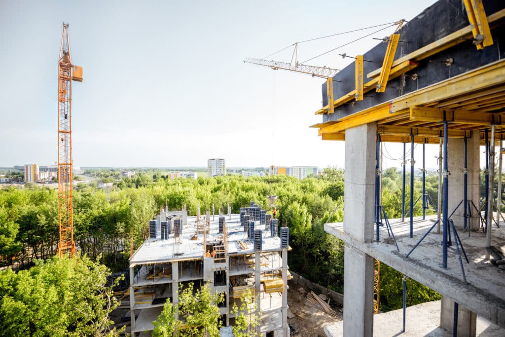 Building during the construction process